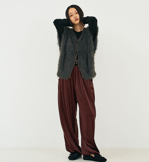 NOMINE「ロング フェザー ニットベスト カーディガン」|ベスト・ジレ|