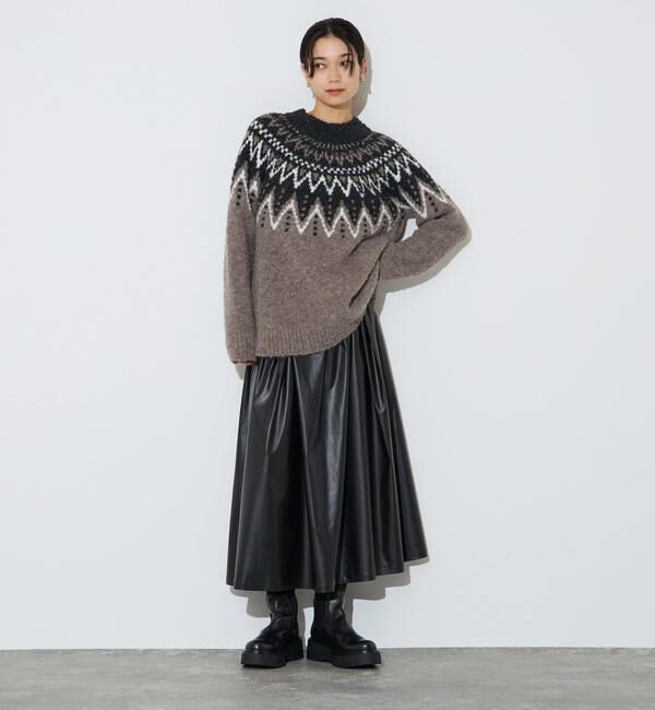 Liesse「レザー調タックフレアスカート」|スカート|