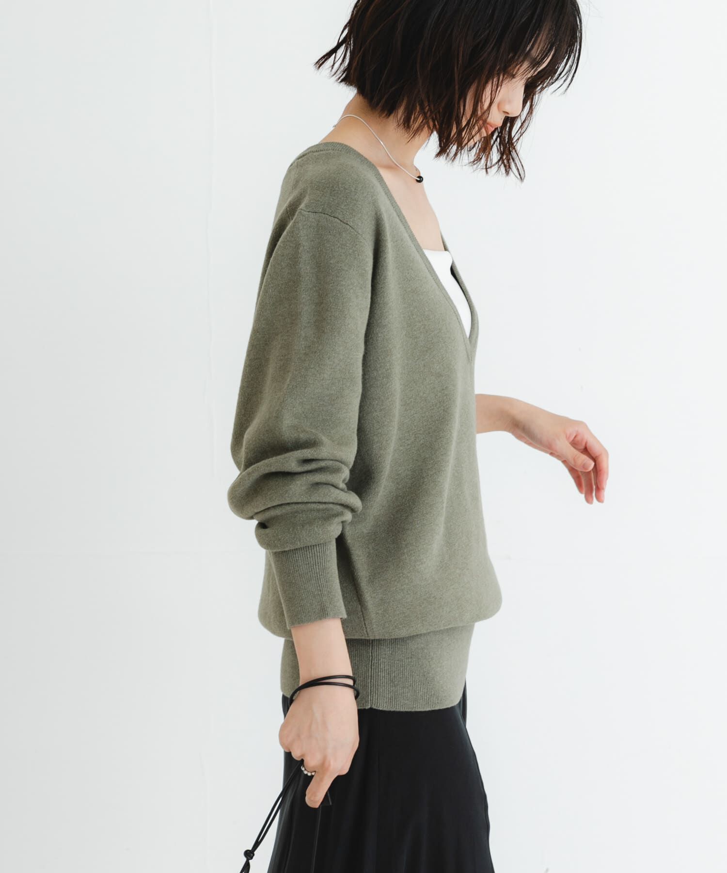 URBAN RESEARCH「new basic　カシミヤコットンVネックチュニックニット」|チュニック|