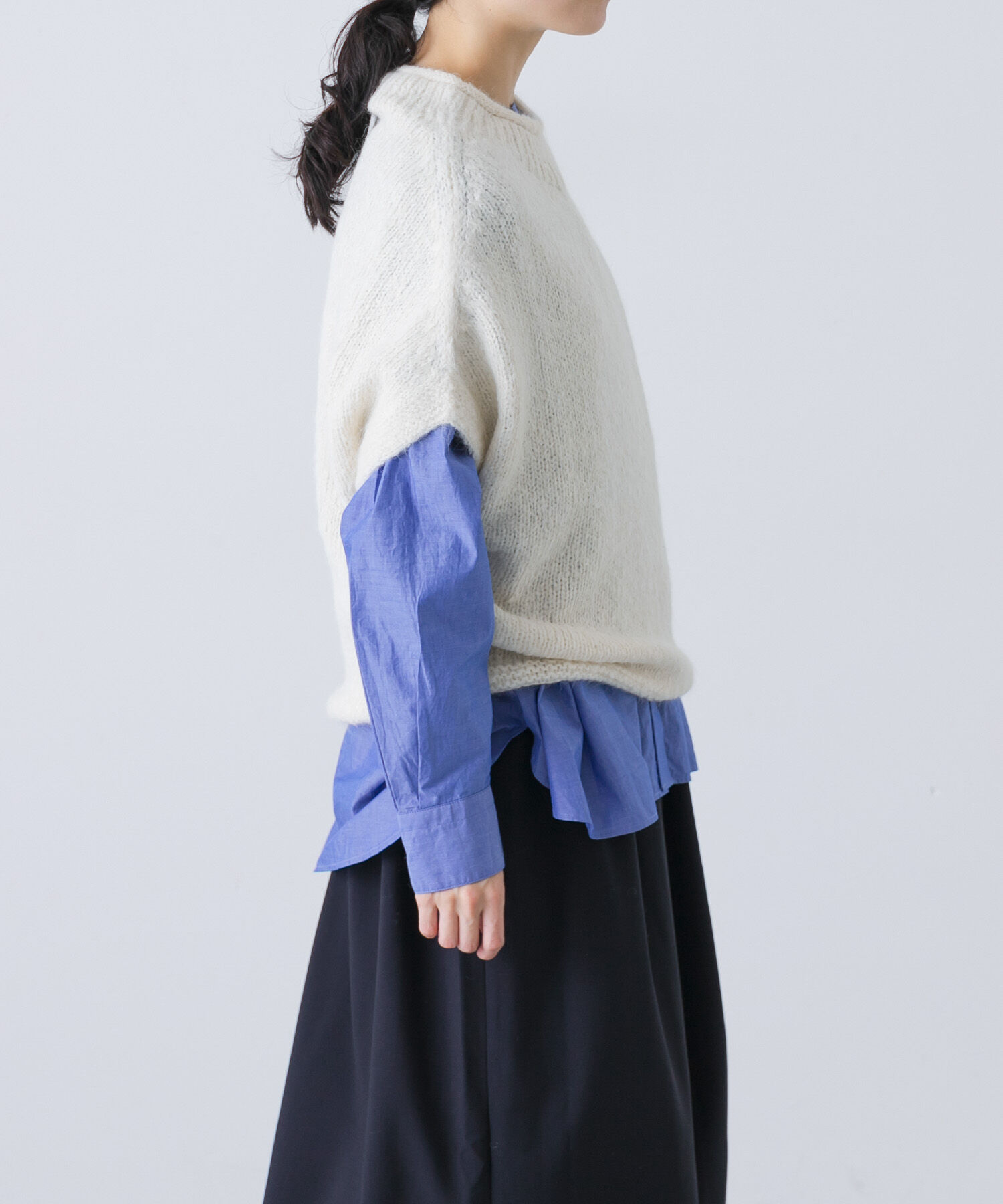 かぐれ「アルパカルーズベスト」|ニット・セーター|アイボリー