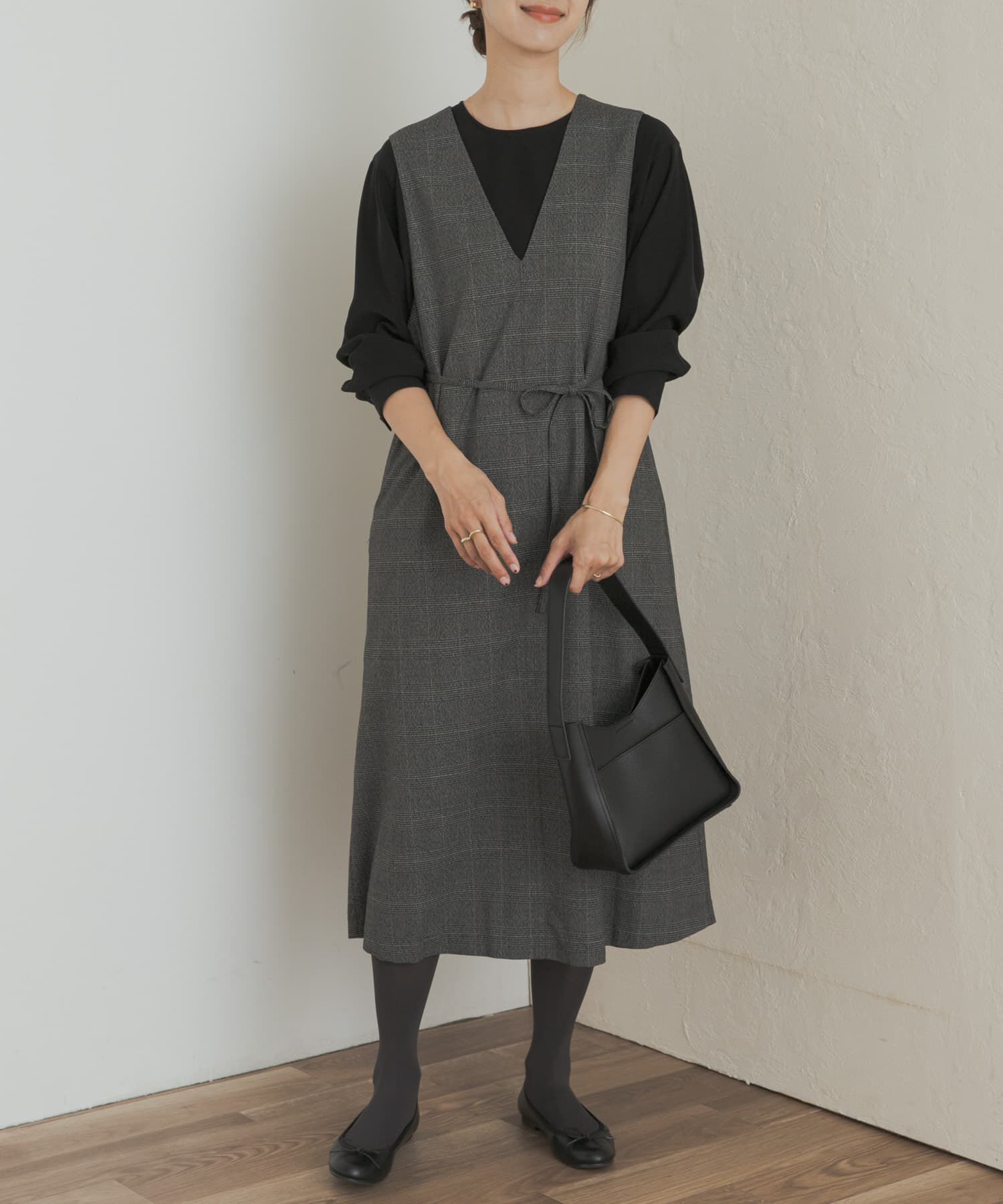 URBAN RESEARCH DOORS「『UR TECH』ツイルフレアジャンパースカート」|ワンピース|