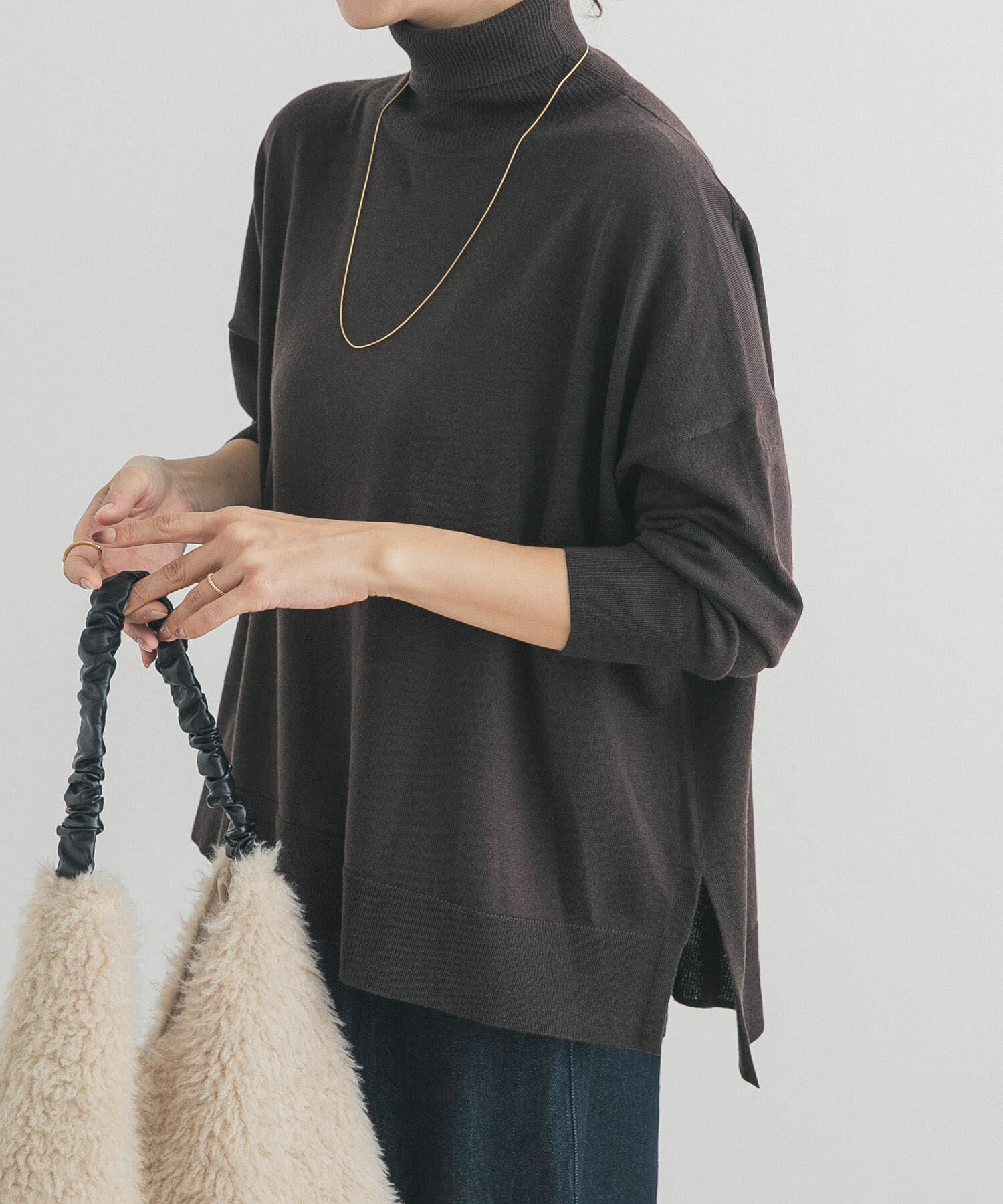 URBAN RESEARCH DOORS「ウォッシャブルウールタートルネックワイドプルオーバー」|ニット・セーター|