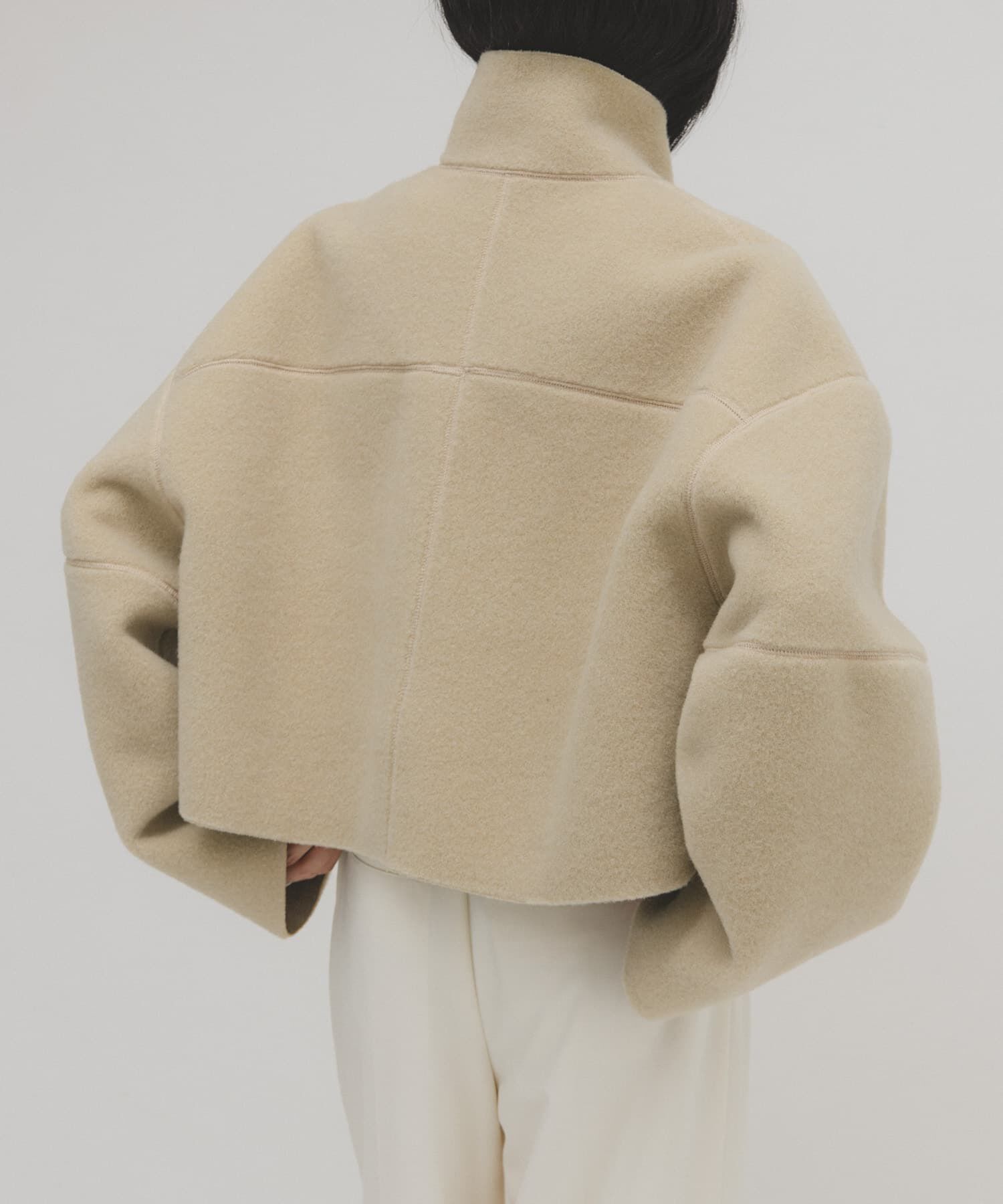  「リバーシブルボアジャケット」|ノーカラーコート|