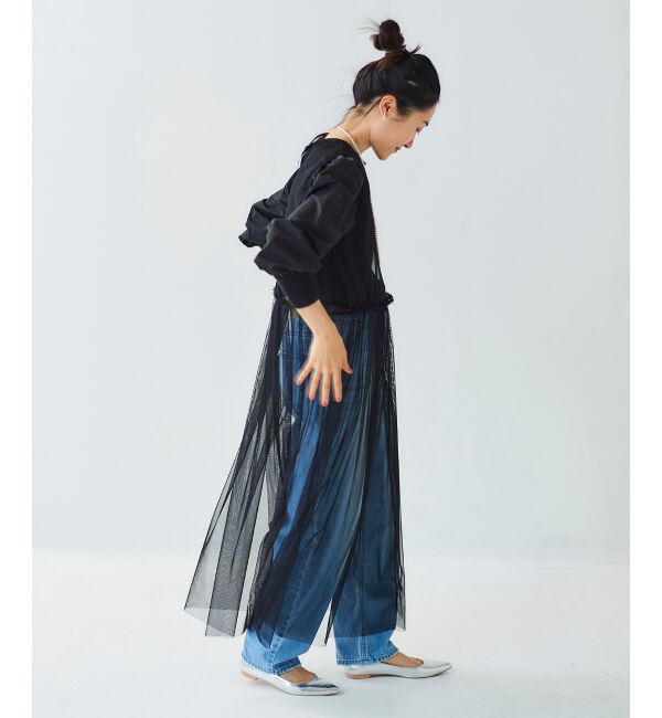 le.coeur blanc「《WEB限定アイテム》チュールワンピース＆タフタスリーブニットSET」|ワンピース|