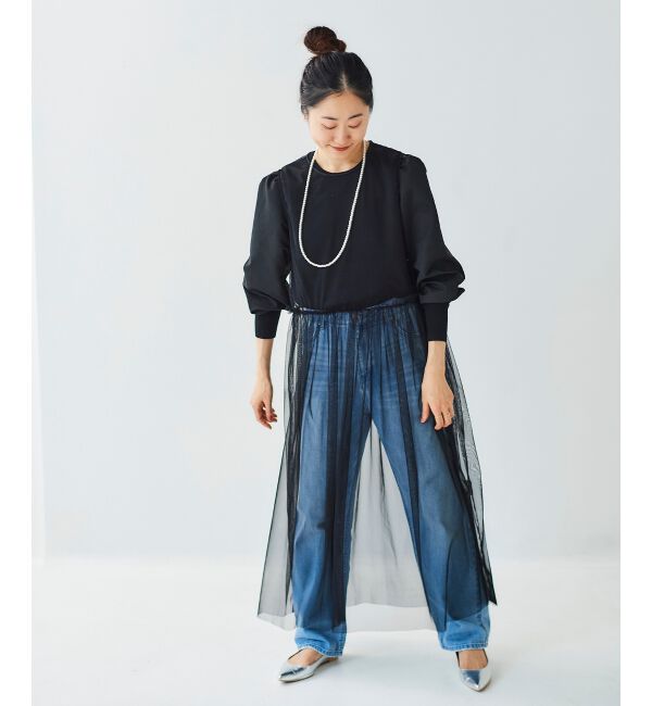 le.coeur blanc「《WEB限定アイテム》チュールワンピース＆タフタスリーブニットSET」|ワンピース|