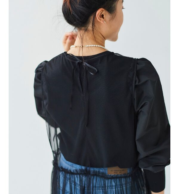 le.coeur blanc「《WEB限定アイテム》チュールワンピース＆タフタスリーブニットSET」|ワンピース|