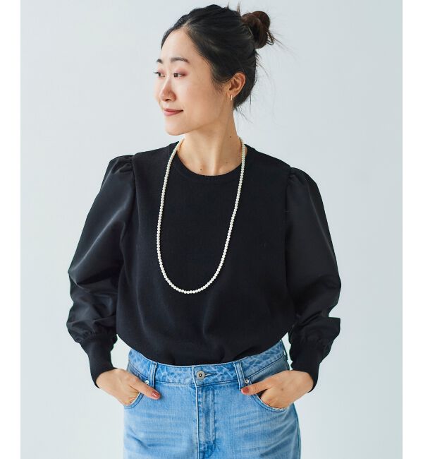 le.coeur blanc「《WEB限定アイテム》チュールワンピース＆タフタスリーブニットSET」|ワンピース|