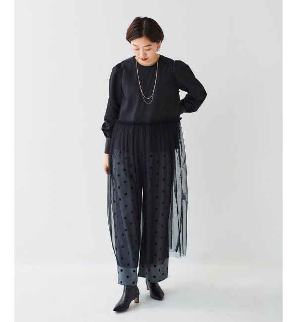 le.coeur blanc「《WEB限定アイテム》チュールワンピース＆タフタスリーブニットSET」|ワンピース|