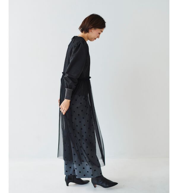 le.coeur blanc「《WEB限定アイテム》チュールワンピース＆タフタスリーブニットSET」|ワンピース|