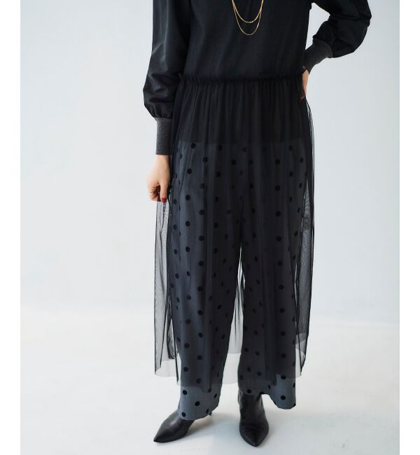 le.coeur blanc「《WEB限定アイテム》チュールワンピース＆タフタスリーブニットSET」|ワンピース|