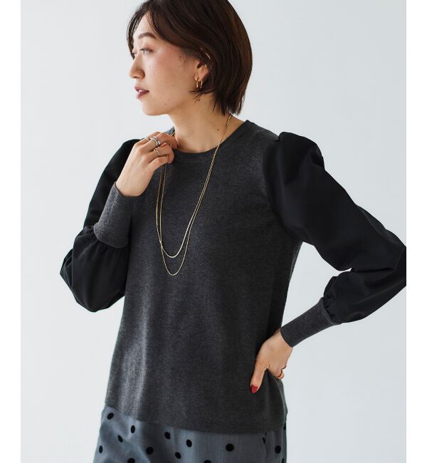 le.coeur blanc「《WEB限定アイテム》チュールワンピース＆タフタスリーブニットSET」|ワンピース|