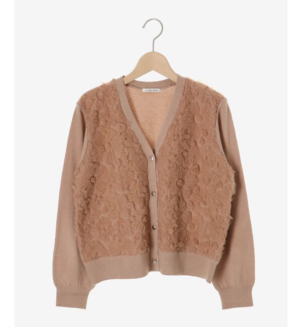  「《手洗い可能》フラワーチュール刺繍Vネックカーディガン」|カーディガン|