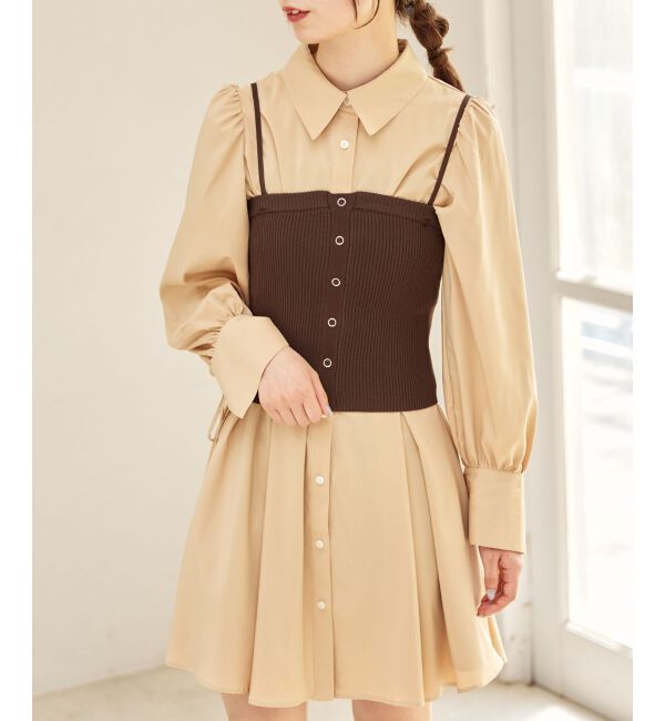 MAJESTICLEGON「ビスチェセットミニシャツワンピース」|ワンピース|