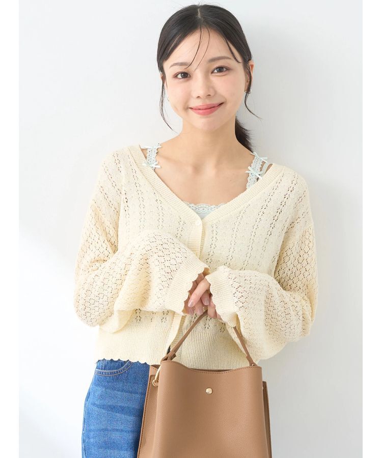 earth music&ecology「チビブークレショートカーディガン」|カーディガン|