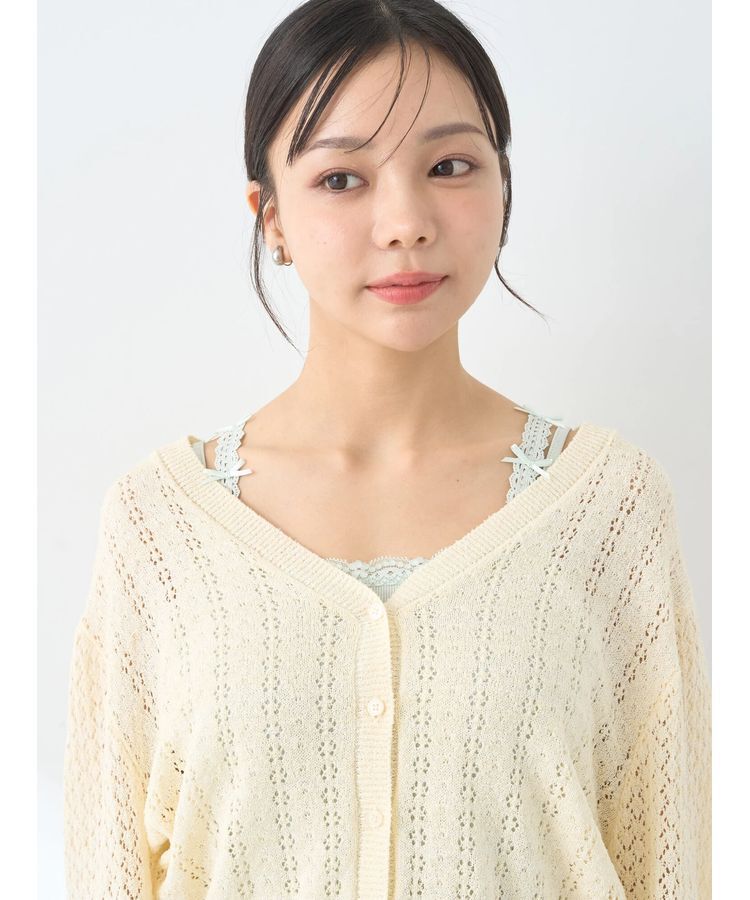 earth music&ecology「チビブークレショートカーディガン」|カーディガン|