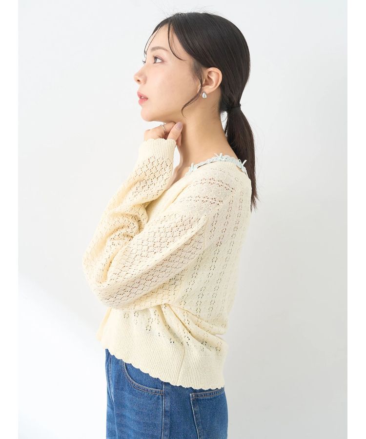 earth music&ecology「チビブークレショートカーディガン」|カーディガン|