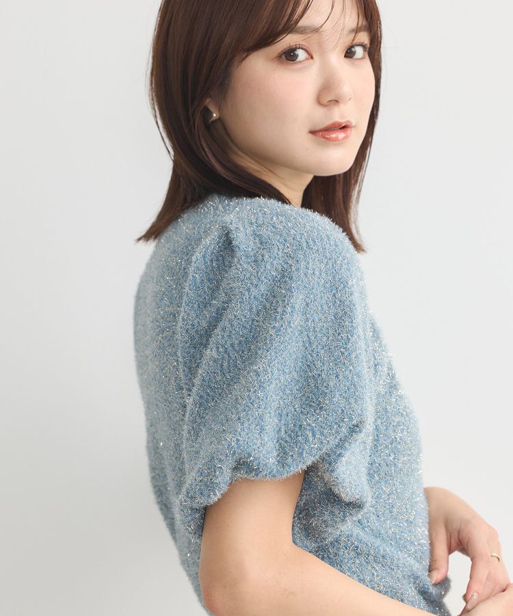 earth music&ecology「ボリュームスリーブラメニットプルオーバー」|ニット・セーター|