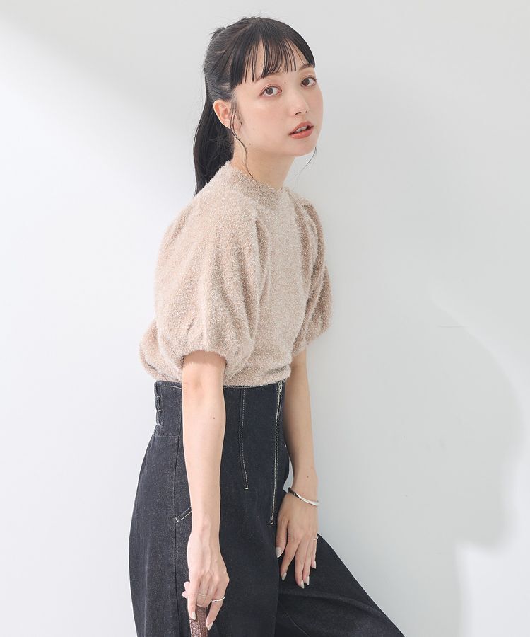 earth music&ecology「ボリュームスリーブラメニットプルオーバー」|ニット・セーター|