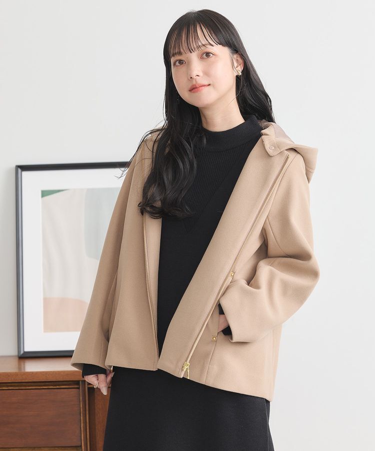 earth music&ecology「2Wayフードショートコート」|その他|Beige