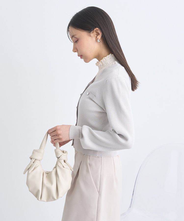 earth music&ecology「マイクロボーダーVネックコンパクトカーディガン」|カーディガン|