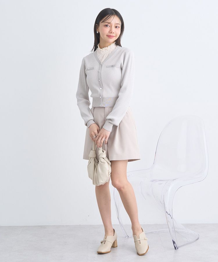 earth music&ecology「マイクロボーダーVネックコンパクトカーディガン」|カーディガン|