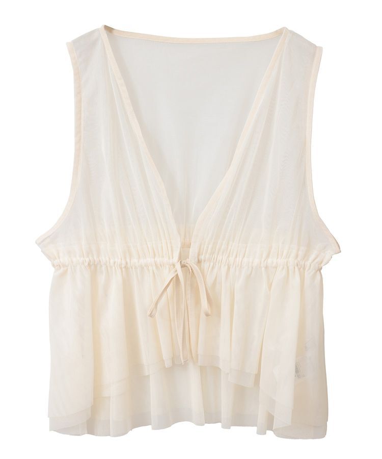 earth music&ecology「チュールドロストギャザーベスト」|ベスト・ジレ|