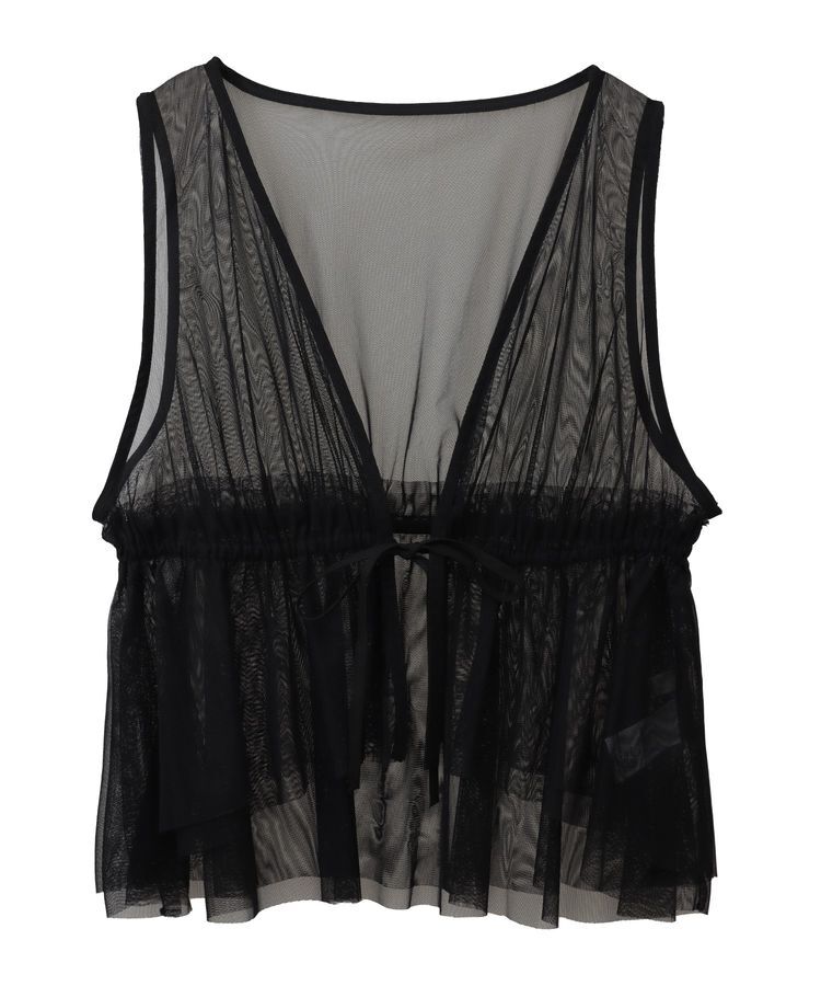 earth music&ecology「チュールドロストギャザーベスト」|ベスト・ジレ|