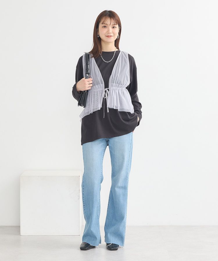 earth music&ecology「チュールドロストギャザーベスト」|ベスト・ジレ|