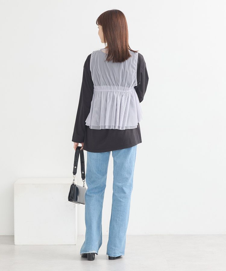 earth music&ecology「チュールドロストギャザーベスト」|ベスト・ジレ|