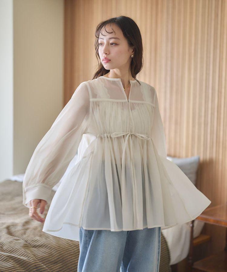 earth music&ecology「フロントリボンシアーチュニック」|シャツ・ブラウス|