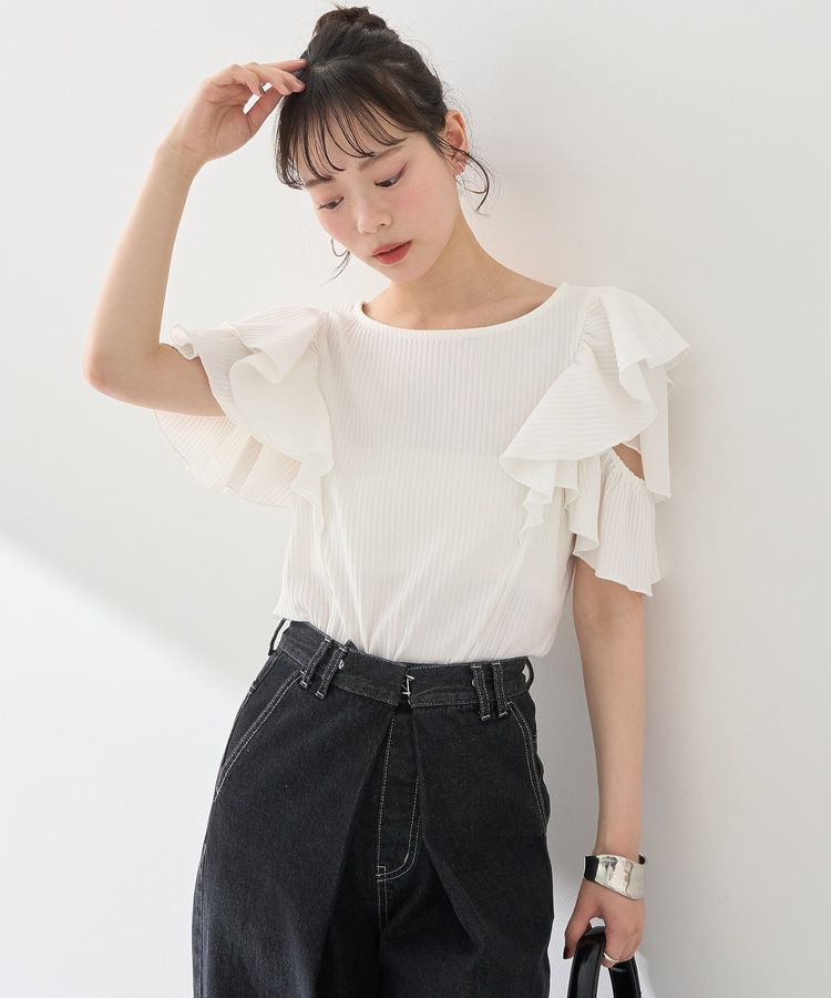 earth music&ecology「袖フリルデザインプルオーバー」|Tシャツ・カットソー|