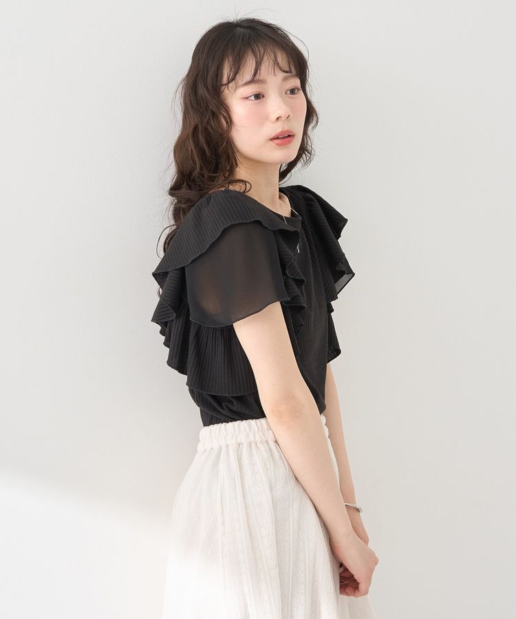 earth music&ecology「袖フリルデザインプルオーバー」|Tシャツ・カットソー|