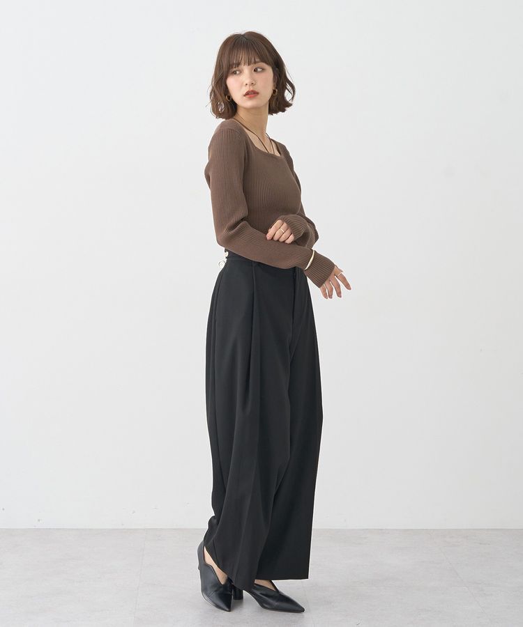 earth music&ecology「スクエアホルターネックリブプルオーバー」|ニット・セーター|