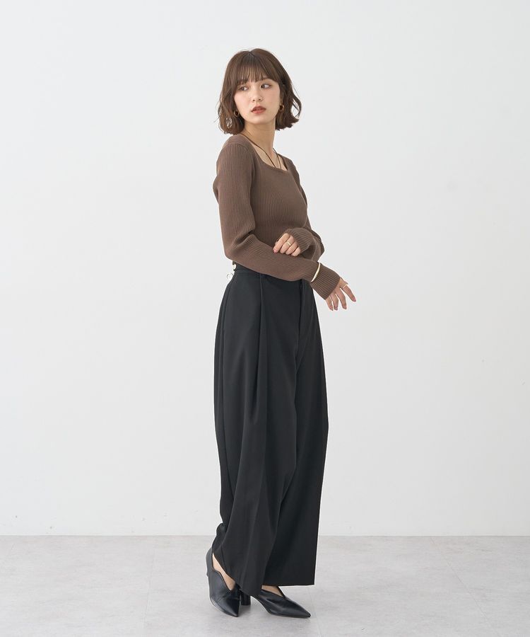 earth music&ecology「スクエアホルターネックリブプルオーバー」|ニット・セーター|