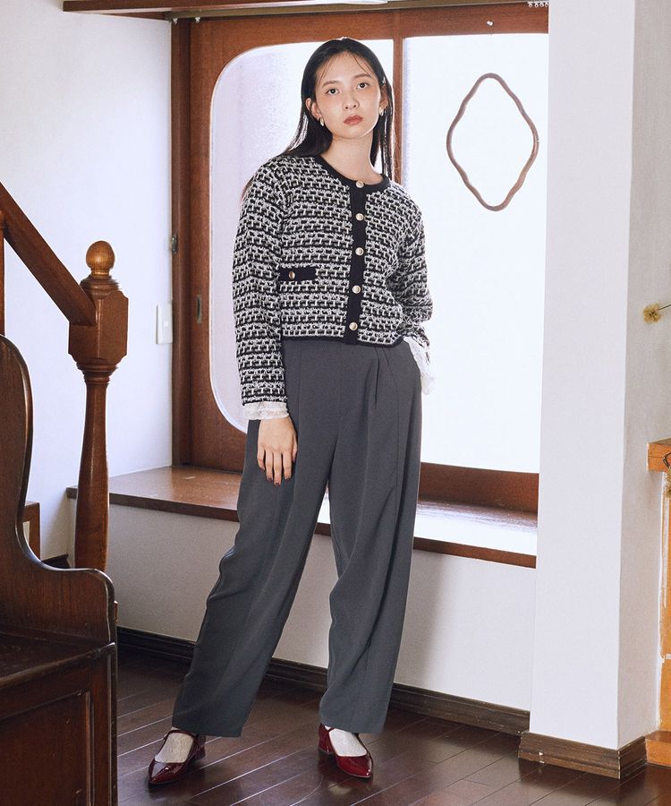 earth music&ecology「ニットツイードジャケット」|カーディガン|