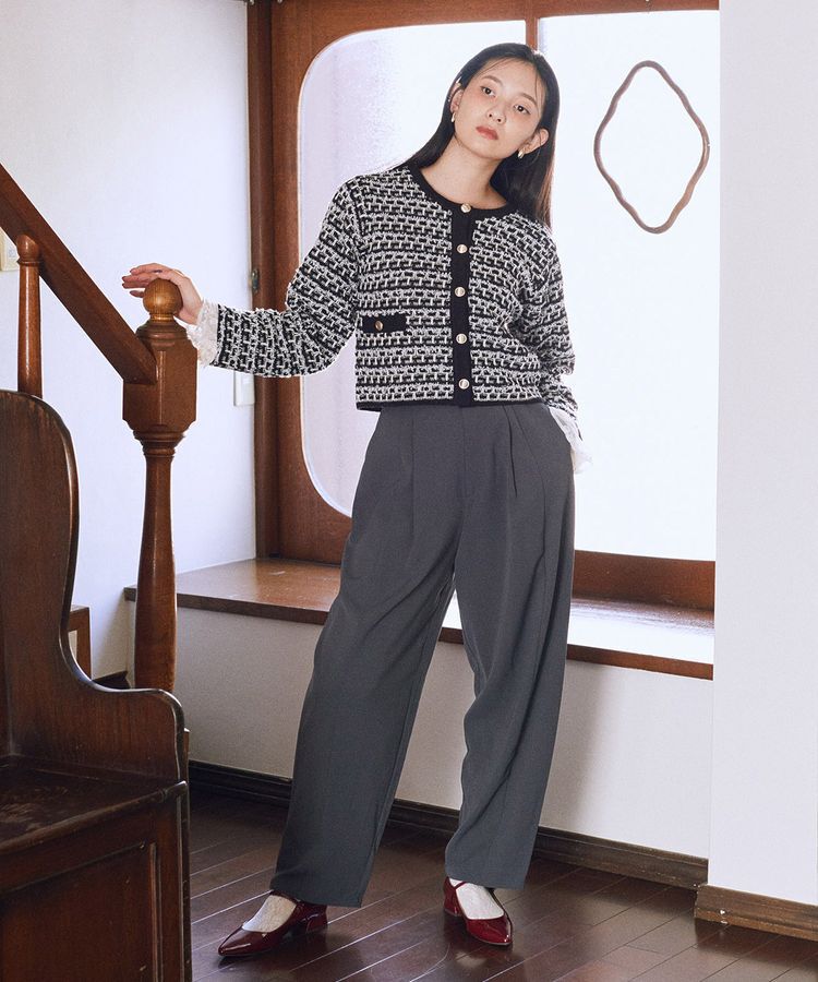 earth music&ecology「ニットツイードジャケット」|カーディガン|