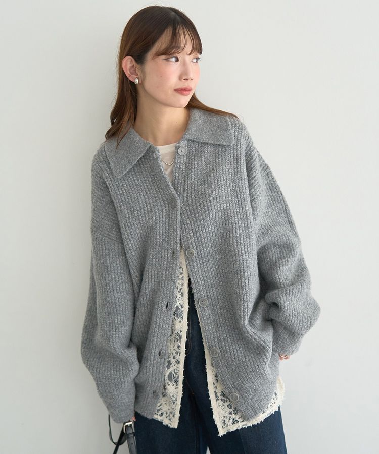 earth music&ecology「襟付きニットアウター」|カーディガン|