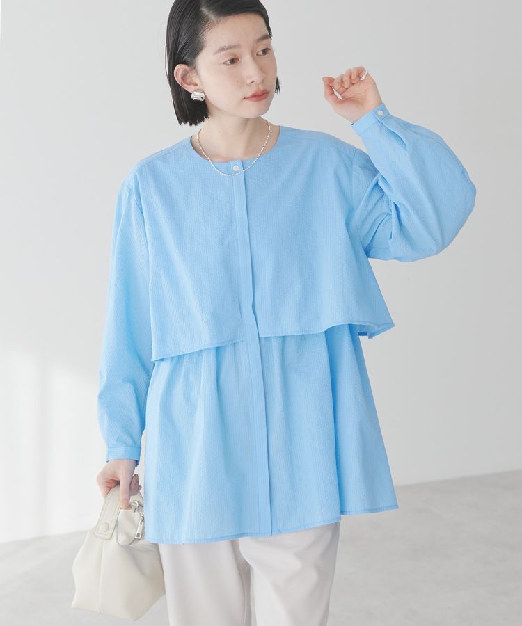 AMERICAN HOLIC「サッカーティアードロングブラウス/チュニック」|シャツ・ブラウス|Blue