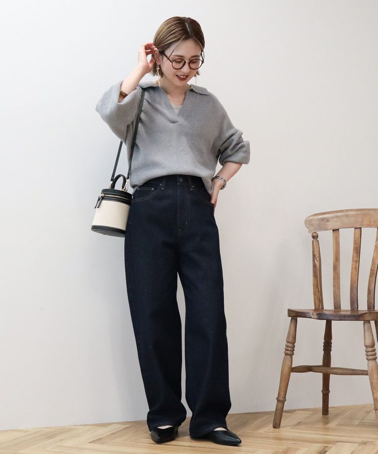 AMERICAN HOLIC「バイパチ片畦衿付きニットプルオーバー＜静電気軽減＞」|ニット・セーター|