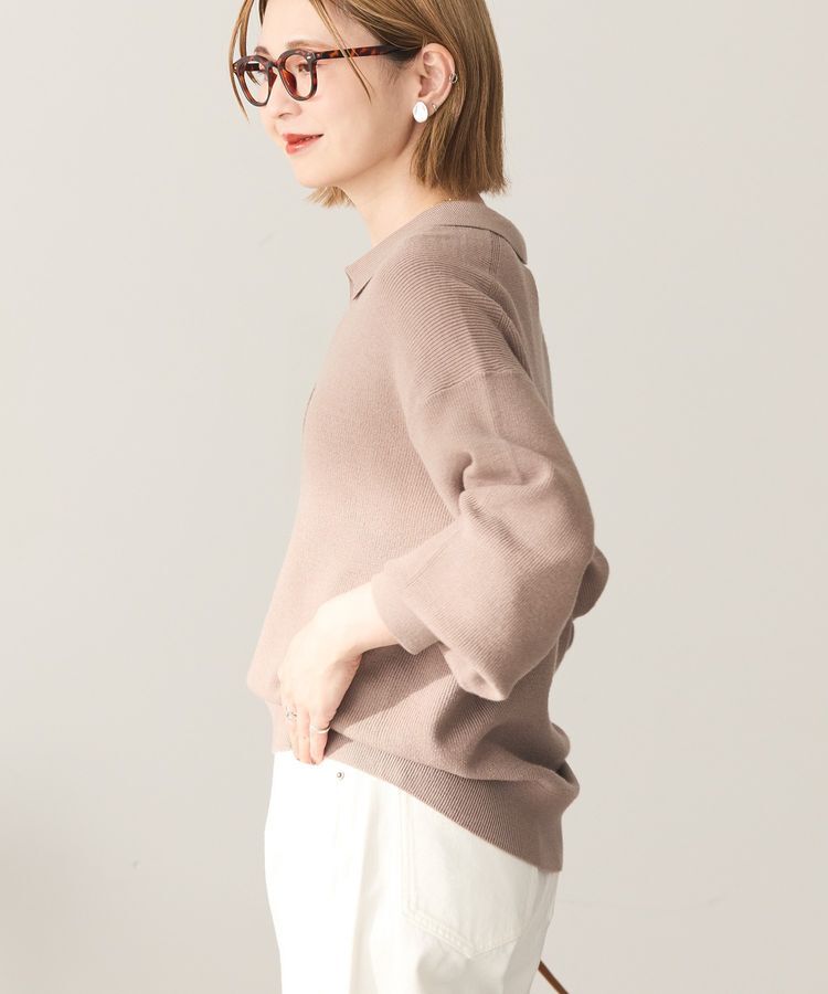 AMERICAN HOLIC「バイパチ片畦衿付きニットプルオーバー＜静電気軽減＞」|ニット・セーター|