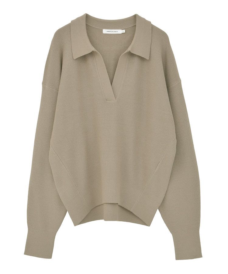 AMERICAN HOLIC「バイパチ片畦衿付きニットプルオーバー＜静電気軽減＞」|ニット・セーター|