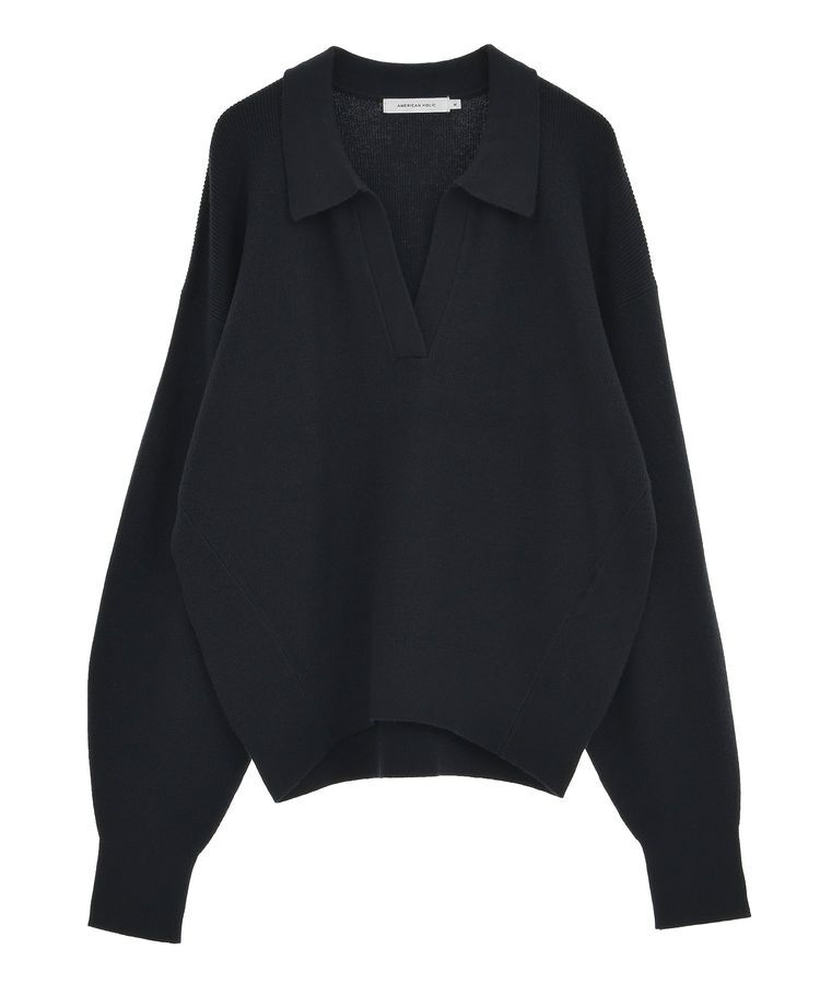 AMERICAN HOLIC「バイパチ片畦衿付きニットプルオーバー＜静電気軽減＞」|ニット・セーター|