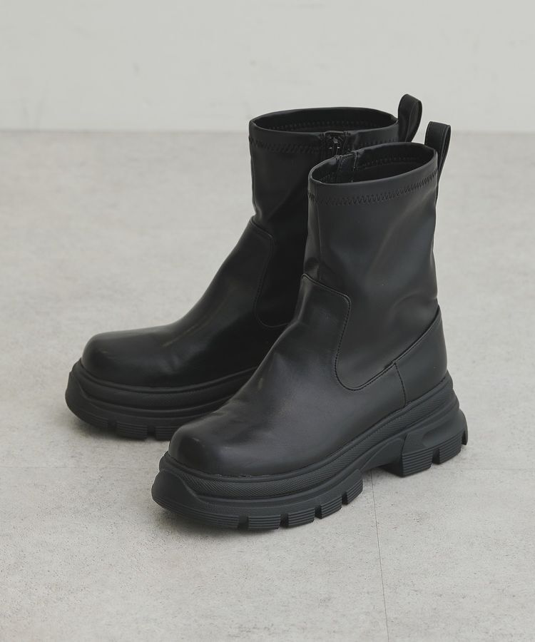 Green Parks「・minia ストレッチショートブーツ」|ショートブーツ|Black