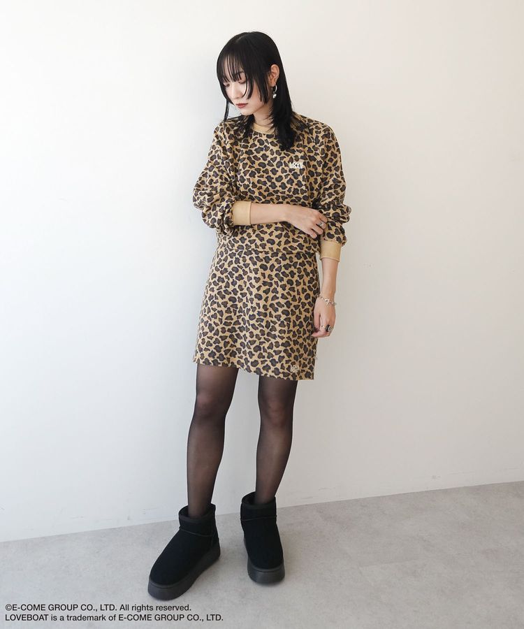 Green Parks「■LOVEBOAT ロゴ刺繍スウェットミニスカート」|タイト|