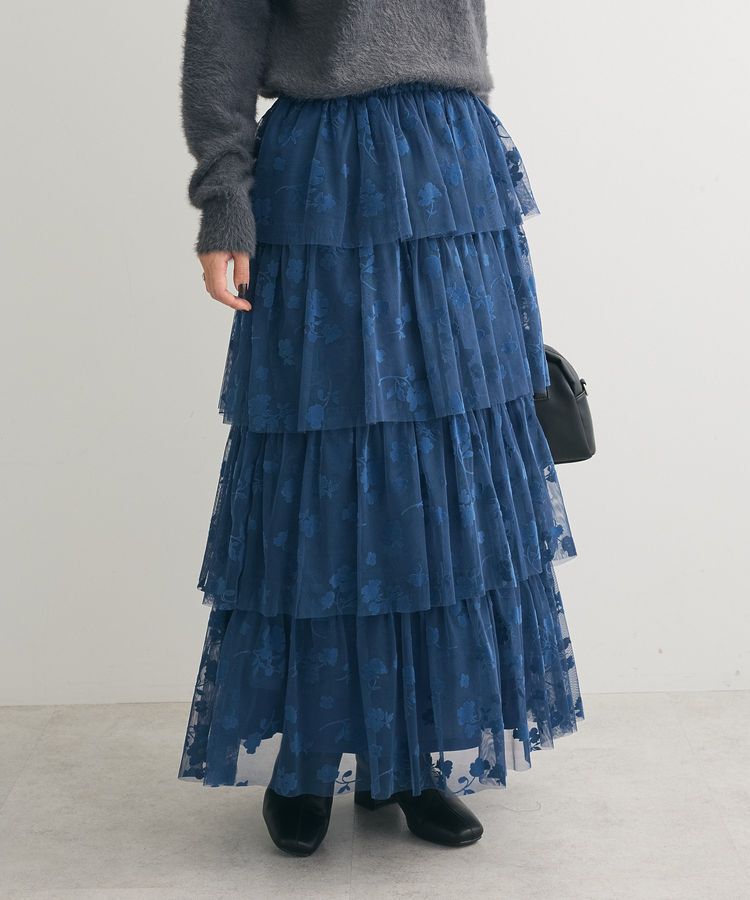 Green Parks「・ELENCARE DUE フロッキーptチュールスカート」|スカート|Blue