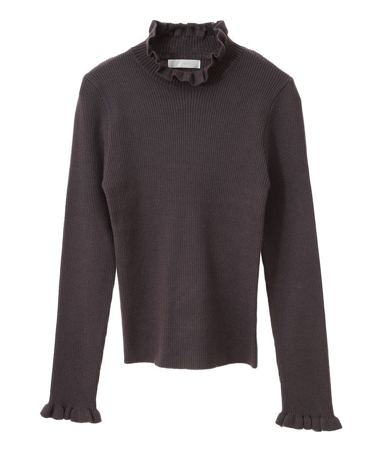 Green Parks「・swing by フリルハイネックリブニット」|ニット・セーター|