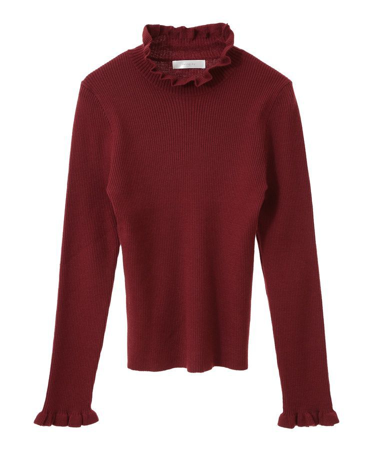 Green Parks「・swing by フリルハイネックリブニット」|ニット・セーター|