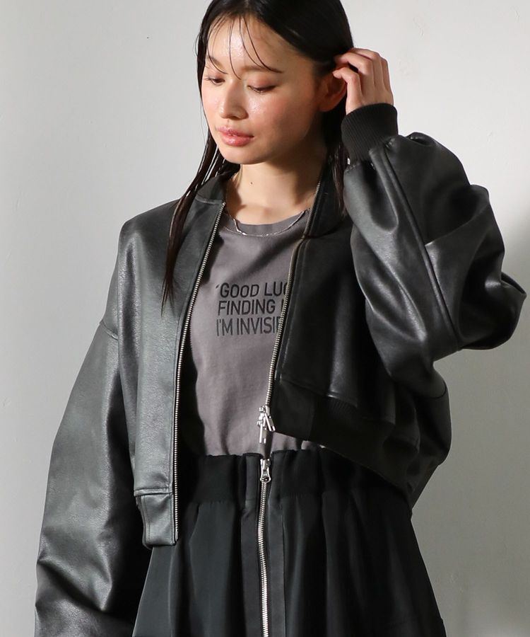 Green Parks「・ELENCARE DUE 合皮MA-1ブルゾン」|ブルゾン・スタジャン|Black