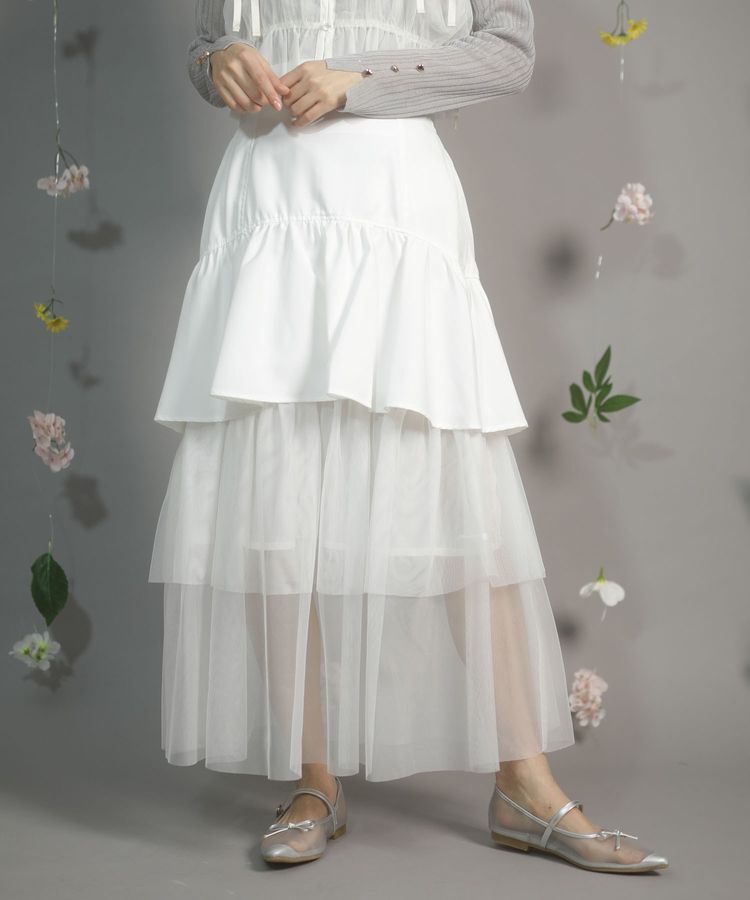 Green Parks「dazzlin ツイルチュールレイヤードスカート」|スカート|