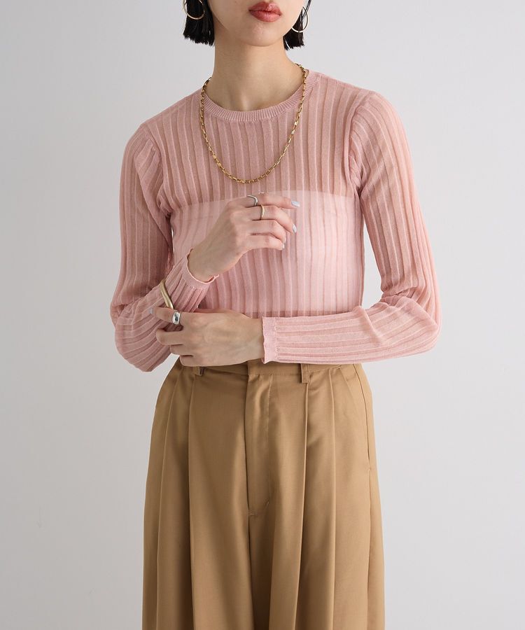 AnriettMusee「シアーリブニット」|ニット・セーター|Pink